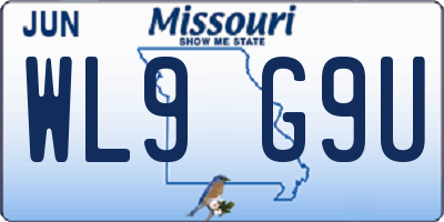 MO license plate WL9G9U