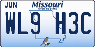MO license plate WL9H3C