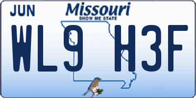 MO license plate WL9H3F