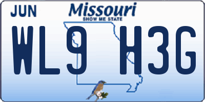 MO license plate WL9H3G
