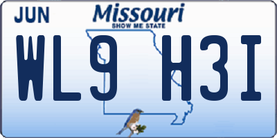 MO license plate WL9H3I