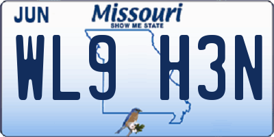 MO license plate WL9H3N
