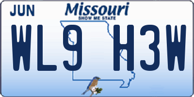 MO license plate WL9H3W