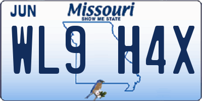MO license plate WL9H4X