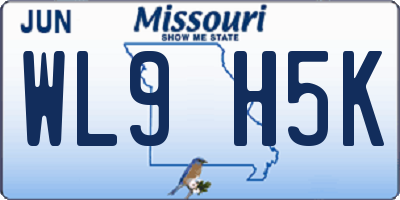 MO license plate WL9H5K