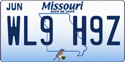 MO license plate WL9H9Z