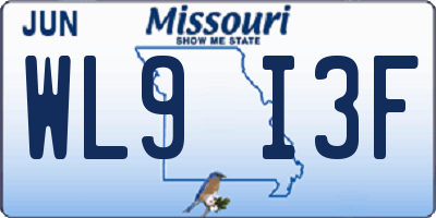 MO license plate WL9I3F