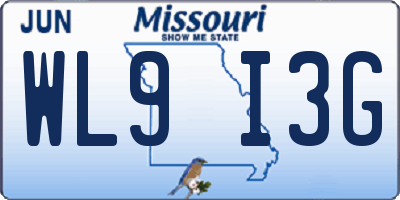 MO license plate WL9I3G