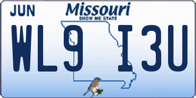 MO license plate WL9I3U