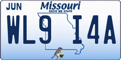 MO license plate WL9I4A