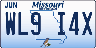 MO license plate WL9I4X