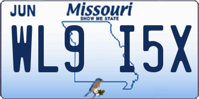 MO license plate WL9I5X