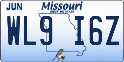 MO license plate WL9I6Z