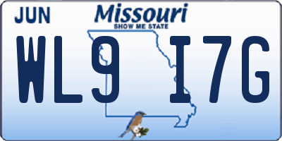 MO license plate WL9I7G