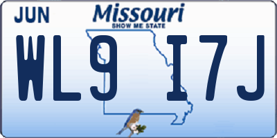 MO license plate WL9I7J