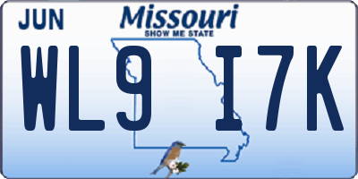 MO license plate WL9I7K