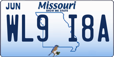 MO license plate WL9I8A
