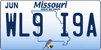 MO license plate WL9I9A