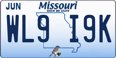 MO license plate WL9I9K