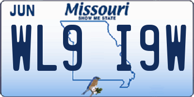 MO license plate WL9I9W