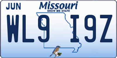 MO license plate WL9I9Z