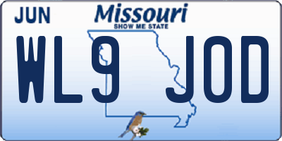 MO license plate WL9J0D