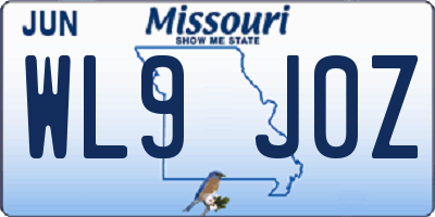 MO license plate WL9J0Z