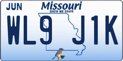 MO license plate WL9J1K