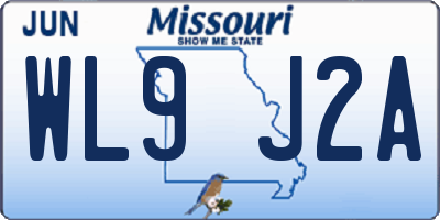 MO license plate WL9J2A