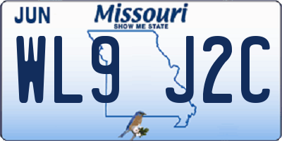 MO license plate WL9J2C