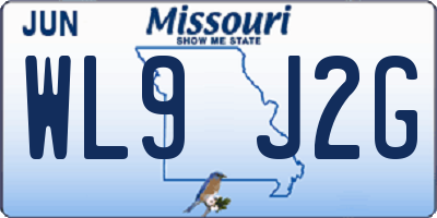 MO license plate WL9J2G