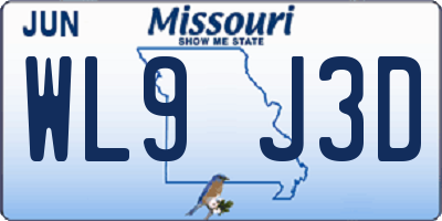 MO license plate WL9J3D