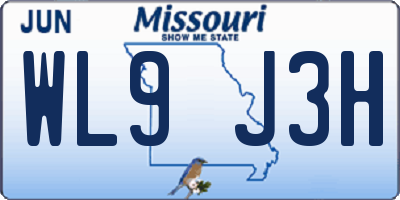 MO license plate WL9J3H