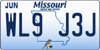 MO license plate WL9J3J