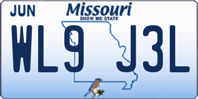 MO license plate WL9J3L