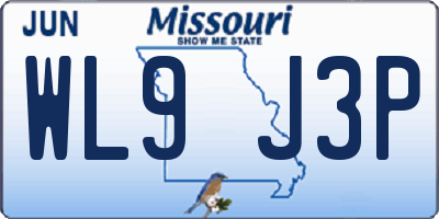MO license plate WL9J3P