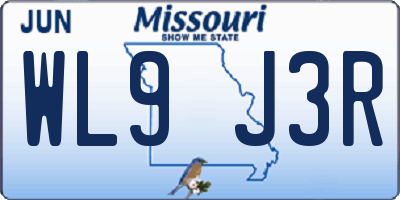 MO license plate WL9J3R