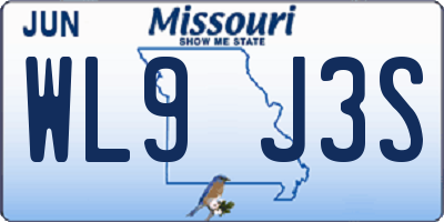 MO license plate WL9J3S