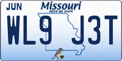 MO license plate WL9J3T
