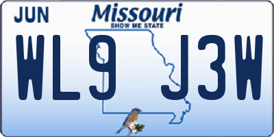 MO license plate WL9J3W