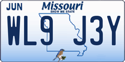 MO license plate WL9J3Y