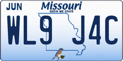 MO license plate WL9J4C