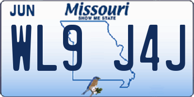 MO license plate WL9J4J