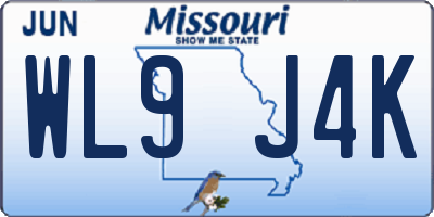 MO license plate WL9J4K