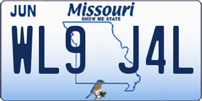 MO license plate WL9J4L