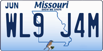 MO license plate WL9J4M