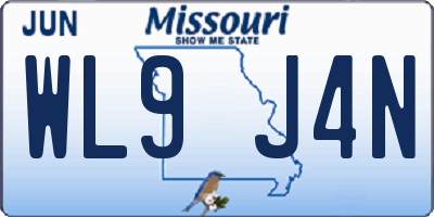 MO license plate WL9J4N