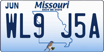 MO license plate WL9J5A