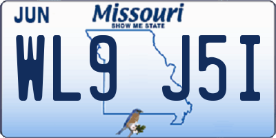 MO license plate WL9J5I