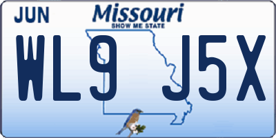 MO license plate WL9J5X